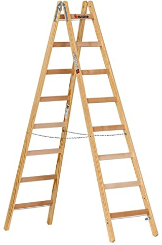 euroline Holz-Sprossenstehletier mit 2x8 Sprossen und Eimerhaken
