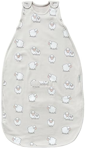 Woolino Ultimate 4 Season Baby Sleeping Bag - Merino Wool Baby Sleep Sack, Organic Cotton Outer, Temperature Regulating Year Round Wearable Blanket, Adjustable Universal Size 2-24 Months - Sheep