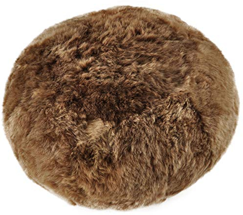 generisch Lammfell Bodenkissen Goldbraun rund Ø 56 cm x 30 cm Lammfell Sitzkissen aus echtem Island Lammfell von KUHFELLE online