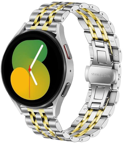 DEALELE Compatible with Samsung Galaxy Watch 7 / FE /6/6 Classic / 5/5 Pro / 4/4 Classic / 3 41mm, 20mm Stainless Steel Metal Replacement Strap for Huawei GT3 / GT2 42mm Women Men