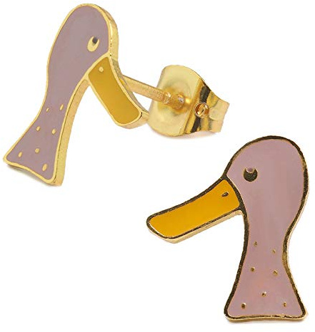 Monkimau Mädchen Ohrringe Enten Ohrstecker aus Messing 18k Gold plattiert