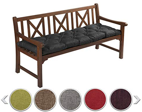 sunnypillow Coussin pour Banc de Jardin 100 x 40 cm - Matelas Exterieur, Interieur - Coussins Assise Balancoire - Confortable Coussins de Meubles pour Terrasse, Balcon, Banquette - Noir