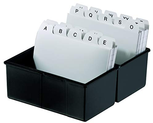 HAN Karteibox DIN A7 quer – innovatives, attraktives Design für 300 Karteikarten mit Stahlscharnier und Schnappverschluss, mit A-Z Register, schwarz, 977-K-13, 3 STÜCK