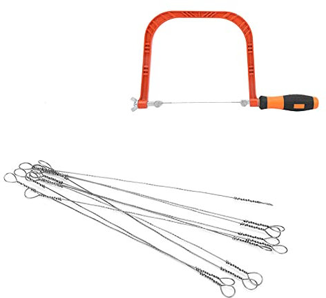 10Pcs Wire Saw Blade, Spiral Teeth High Carbon Steel Coping Saw Blades, 150mm Mini Wire Saw Make Curve and Straight Cuts for Soft Metals Woods Plastics