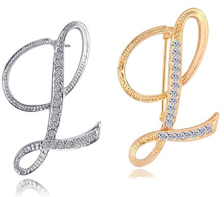 Buchstaben-Brosche für Frauen und Mädchen, 26 Buchstaben, A-Z, 2 Stück, Gold und Silber, Strass-Brosche für Männer, modische Buchstabenpins