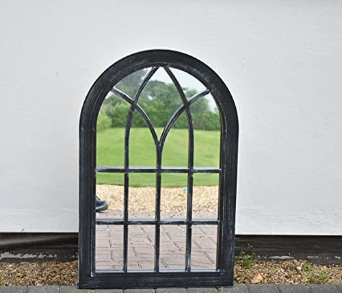DEENZ Black Rustic Window Soho Style Mirror Hallway Vanity Wall Elegant Vintage Style For Both Indoor/Outdoor