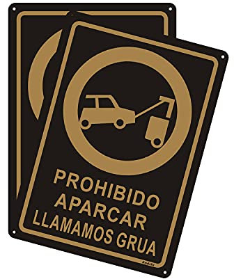 Andchi 2pcs Señales de estacionamiento ilegal y retirada por grúa Señales de prohibido aparcar, Aluminio Metal, 25 x 35 cm