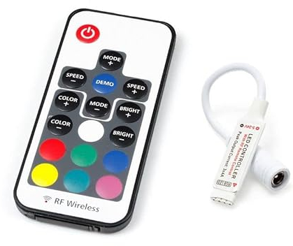 RF Led Streifen Controller, RF Fernbedienung mit Empfänger, Controller mit 17-Tasten Fernbedienung Led Streifen Controller für RGB 2835&5050 LED Streifen 5V-28V (RF-RGB-17)