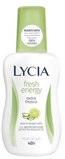 Lycia, Fresh Energy Deodorante Vapo No Gas con Aloe e Bergamotto, Formula con Microspugne Effetto Asciutto, Pelle Fresca e Asciutta fino a 48H, 75 ml