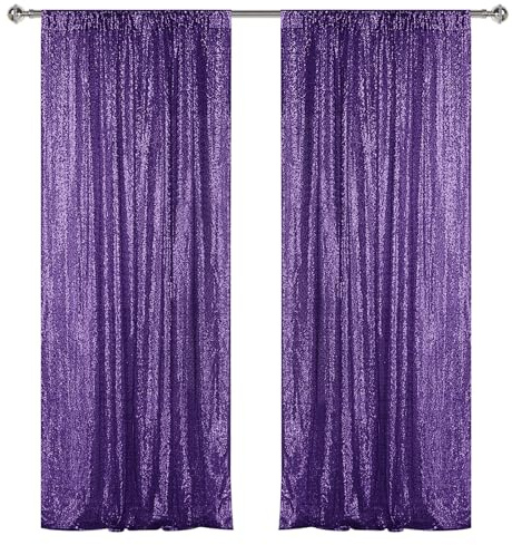 Sugargirl Rideau de Fond à Paillettes Violettes 61 x 240 cm pour Photographie de fête, Mariage, Anniversaire, décoration Murale