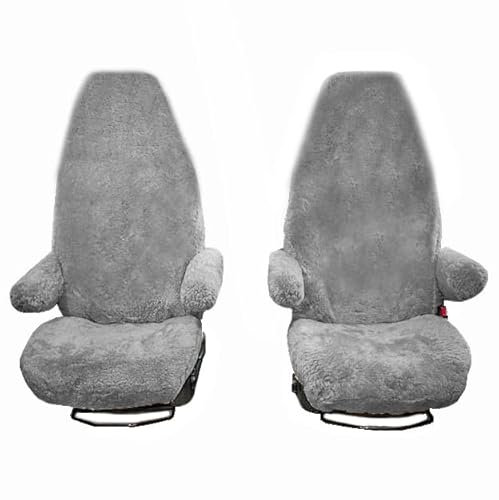 UK Custom Covers SC821DG Luxus-Sitzbezüge aus Kunstfell, für Fiat Ducato Wohnmobilsitze, 1 Paar mit Armlehnen, Dunkelgrau