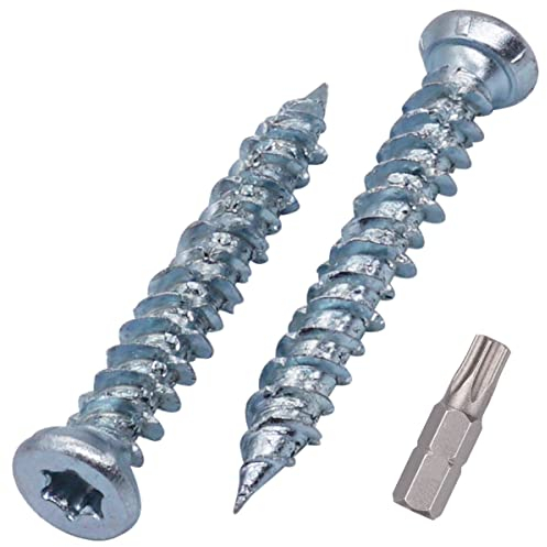 SKIR'CO (80 piezas) Tornillos de hormigón chapados en zinc de 7,5 x 52 mm, cabeza avellanada, tornillos de mampostería