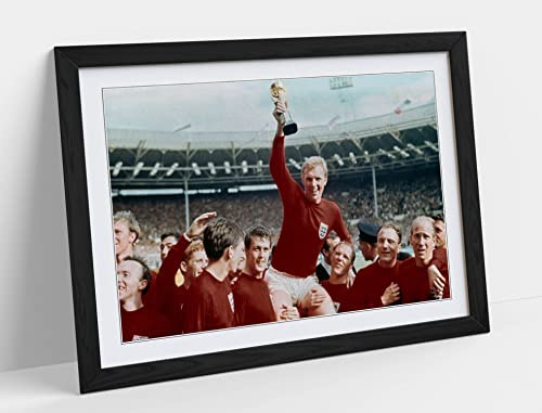 CANVAS MONKEY Picture England World Cup 1966 Football Framed Wall Art Print Picture - A4 - Black Frame