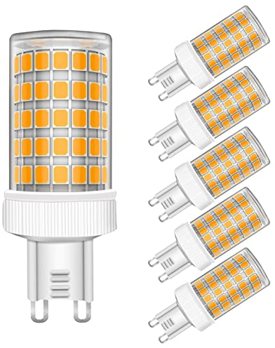 MAYCOLOR Leuchtmittel G9 10W Ersetzt 80W, 800 Lumen, Warmweiß 3000K, 10W G9 Glühbirne Ideal für Kronleuchte Wandlampe Tischlampe Nicht-dimmbar 5er Pack