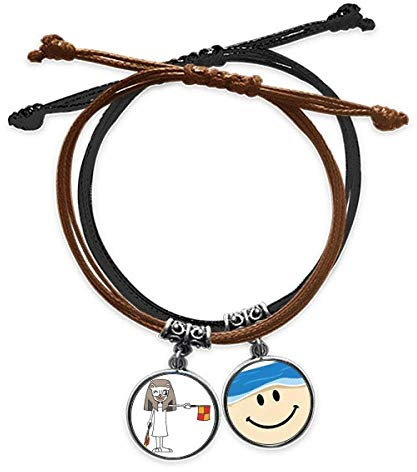 KAIZUKICHIN Handball-Schiedsrichter anzeigt die Flagge Cartoon Mummy Armband Seil Handkette Leder lächelndes Gesicht Armband