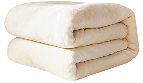 MRBRON Kuscheldecke Flauschig Decke Fleecedecke Sherpa Sofaüberwurf Decke, Dicke Sofadecke Couchdecke Weich und Warme Flanelldecke für Bett Couch (Beige,150 × 200 cm)