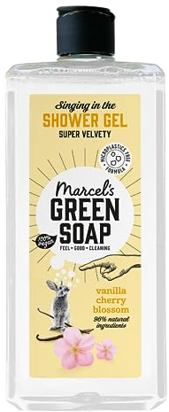 Marcel's Green Soap - Duschgel Vanille & Kirschblüte - Mikroplastik-freie Formel - Recycelte Plastikflasche - 98% biologisch abbaubar - Vegan