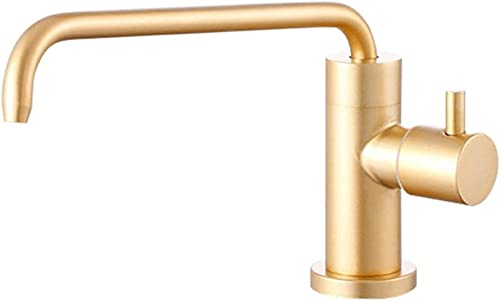 Grifo De Cocina Abatible Dorado Cepillado Giratorio 360° Grifos De Cocina Agua Potable Por Ósmosis, Agua Filtrada-F