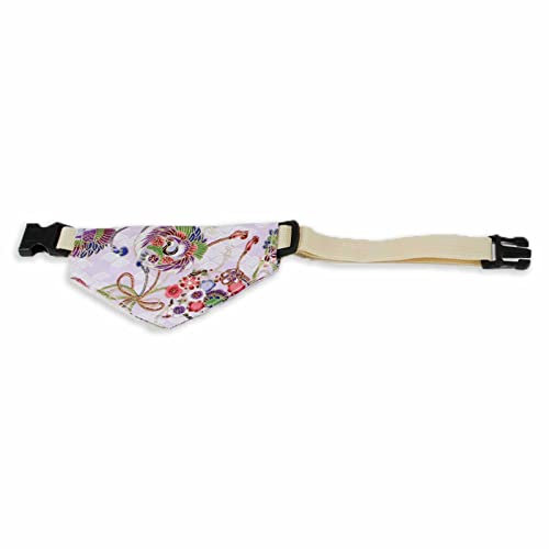 Monkimau Hundehalstuch für mittelgroße Hunde - Halsband aus Nylon mit Klickverschluss und Halstuch für Hunde aus Baumwolle asiatisches Design
