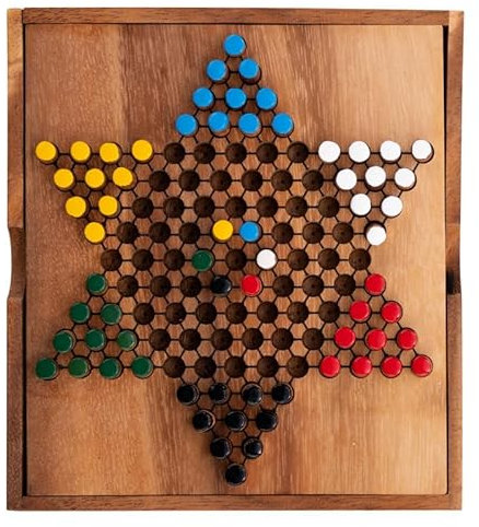 Engelhart – 350300 - Dames Chinoises – Coffret de Jeu en Bois Ecologique – Jeu de Société Familial – Stratégie – 2 à 6 Joueurs – à partir de 7 Ans – 13 x 14,3 x 3 cm – Jeu Traditionnel - Jeu en Bois