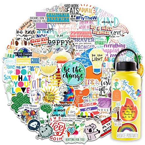 Motivational Stickers Pack - 100 Pieces of Positive Quote and Inspirational Design Waterproof Vinyl Stickers for Scrapbooking, Laptops, Water Bottles, and More - Perfect for Teens and Teachers