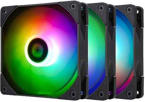Thermalright TL-C12B-S CPU Fan 120mm Case Cooler Fan ARGB, 4pin PWM Connector Silent Computer Fan with S-FDB Bearing,Desktop Cooling Fan has ARGB Mirror Light Effect (3-Pack Fans)