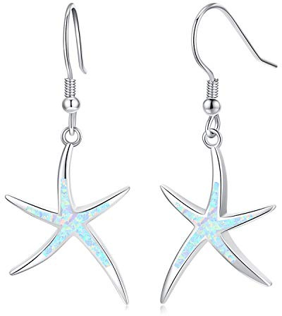 JFASHOP Seestern Ohrringe für Damen 925 Sterling Silber Türkis Ohrstecker, Hypoallergene Tier Strand Schmuck, Muttertags Geschenke Valentinstag für Mädchen