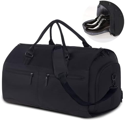 KINGSLONG Sac à Vêtements pour Voyage, Sac de Sport Convertible pour Hommes et Femmes, Valise de Voyage 2 en 1 à Suspendre avec Compartiment à Chaussures, 45L
