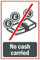 Schild mit Aufschrift No cash carried, grau/rot, 3 mm Aluminiumschild (400 mm x 300 mm)