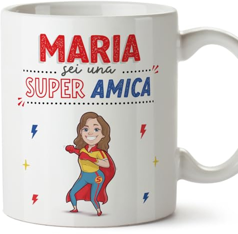 Mugffins Tazza Personalizzata in ceramica per AMICA 11 oz / 350 ml - In italiano - Sei Super! - Idea regalo per compleanno, anniversario, natale
