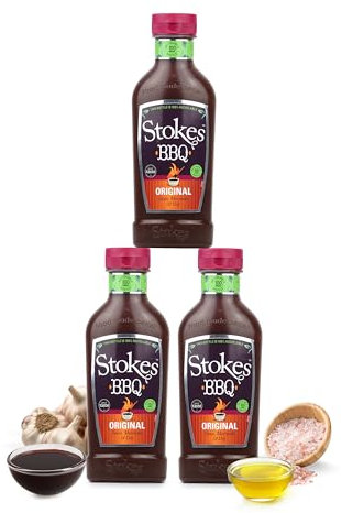 Stokes Original BBQ Sauce 3PK SQUEEZY, Rich & Smoky Barbecue Sauce, Perfect As A Sauce Or Dip, Award Winning Original Barbecue Sauce Marinade, Thick & Sweet BBQ Sauce Made With Honey, 510g