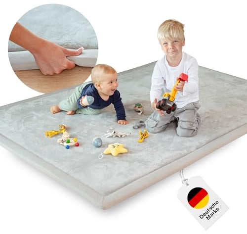 BabybeFun Krabbelmatte Baby - kuschelig weich - 3cm Dicker Teppich Kinderzimmer 150x150x3cm - rutschfest - Spielmatte Baby - Schaumstoffmatte - Spielteppich Kinder - Krabbeldecke - Kinderteppich warm