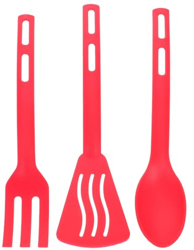 Zerodeko Kitchen Utensils Set Spoon, Spatula, and Fork Set Nonstick Cookware Kitchen Slotted Spatula Nonstick Cookware Cooking Tool -Red