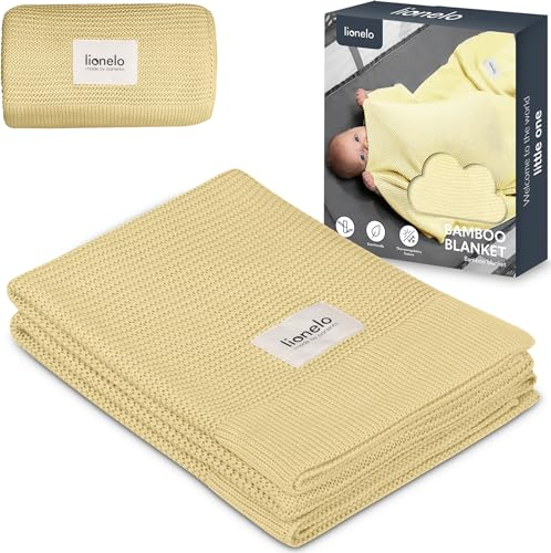 lionelo Bamboo Blanket 100x75 cm légere Couverture Enfant, Couverture Poussette bébé en Bambou, Housse de lit, 100% Coton, Naturel, Doux, antibactérien, hypoallergénique, antifongique (Jaune)