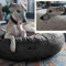 EDEL&SCHNELL Bezug für Hundebett Flocke wendbarer Ersatzbezug grau aus Kunstleder/Plüsch Wechselbezug für Hundebetten mit 90 cm Durchmesser