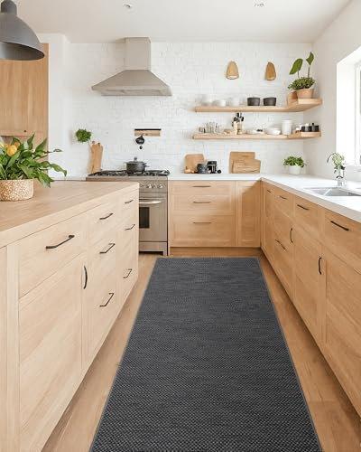 Color G Tapis Couloir Long, Tapis de Cuisine Devant Evier, Tapis De Passage, Antidérapant, Lavable et Absorbant, Tapis de Porte, Tapis Entrée pour Couloir, Cuisine, Entrée, Buanderie(Gris, 61x183cm)