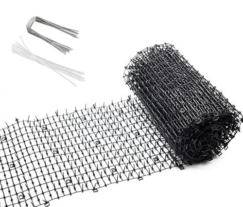 AevQuas Anti Cat Spikes 2M x 30cm Cat Scat Mat with Spikes, Cat Animal Spikes Repellent Deterrent Mat Plant Prickle Strip Dig Stopper with 8 Nails and 8 Cable Ties for Indoor Outdoor Garden Fence