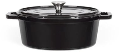 Livoo - Olla ovalada de hierro fundido MEP129G - 4,5L, tapa con picot, 29 x 22 cm, 5,5 kg