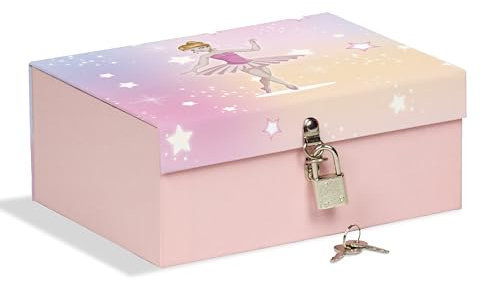Boîte avec cadenas 18,5 x 14 x 7,5 cm idéale pour garder des secrets, des bijoux et des figurines, ballerine