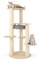 COSTWAY 6-stöckiger Kratzbaum Holz, Katzenbaum mit Hängematte & 4 Liegeflächen & 3 Kratzsäulen, Katzenkratzbaum Groß, Katzen Katzenmöbel, Kletterbaum Aktivitätsbaum Spielbaum, Grau+Natur, 66x66x150cm