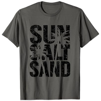 Sun Salt Sand Sommer Retro Fröhlich Urlaub Palmen T-Shirt
