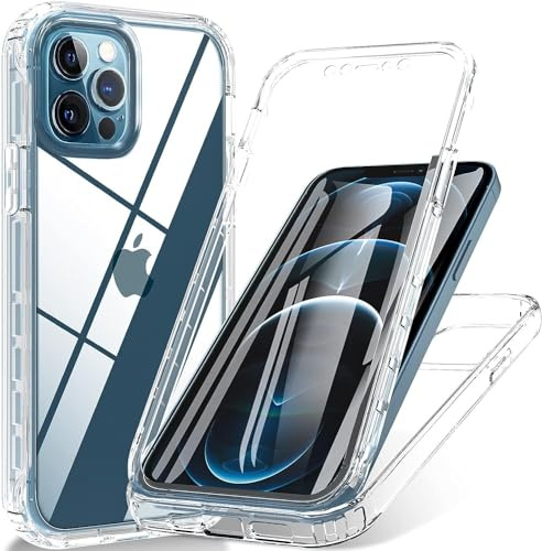Colala Cover per iPhone 16 Pro Custodia Antiurto 360 Gradi con Protezione Schermo Integrata Rugged Doppia Bumper Trasparente Full Case fronte retro - Trasparente