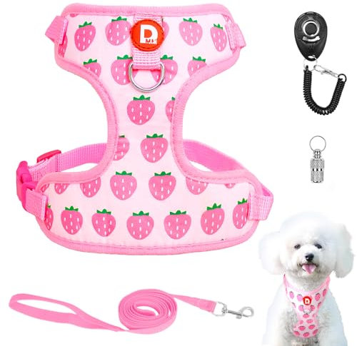 Cute Fruit Print Easy Walk No Pull Adjustable Puppy Cat Vest Harness and Lead Set, Adjustable No Pull Dog Vest Harness for Small Medium Dogs