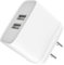 JAYM - Chargeur Double Rapide 12w 2 USB 2,4a pour Apple iPhone 16, Samsung, Android, Tablettes - Blanc pour iPad Pro, iPhone 16/15/14/13 Plus Pro Max, Galaxy S24/S23/S22, Note20,Pixel, Apple Watch
