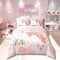 Loussiesd Einhorn Bettwäsche Set 135x200cm Mädchen Niedliche Regenbogen Einhorn Bettbezug Für Kinder Betten Cartoon Rosa Stern Traumhaft Bettwäsche-Set Weich Atmungsaktiv