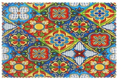 Mexican Ceramic Tile Square placemat placemat Set Oil Proof Family Party with Heat Resistant 6 Set Printed Table mat Desktop Decoration Thick wear