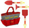 Red Tool Box SGH007-04-W Spielzeug 4-teiliges Gartenset mit Gartentasche, Schaufel, Harke und Forke für Kinder, im Wolf-Garten-Design