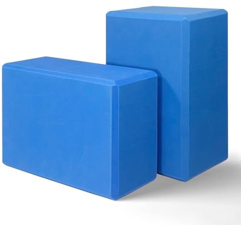 Blauer Yogablock, Yogablöcke, 2er-Pack, Stabile Yoga-Schaumstoffblöcke, Hochdichte und rutschfeste Tanzblöcke zum Dehnen und Straffen, Fitnesszubehör für Stabilität und Gleichgewicht
