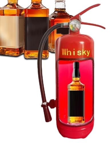 Mwqpgyh Feuerlöscher-Whiskey-Halter, Wein-Aufbewahrungssystem für Zuhause, Eisen-Weinflaschenhalter, Aufbewahrungssystem für Whisky liebenden Feuerwehrmann, Bar-Dekoration