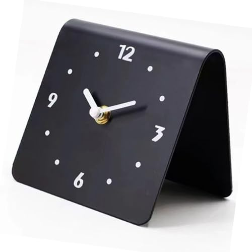 Jwthee Moderne Tischuhr, dekorative analoge Uhr Tischuhr auf Ständer Metall Tabletop Stille Nicht -Ticking -Uhr für Büro Wohnzimmer Schlafzimmer (Schwarz)